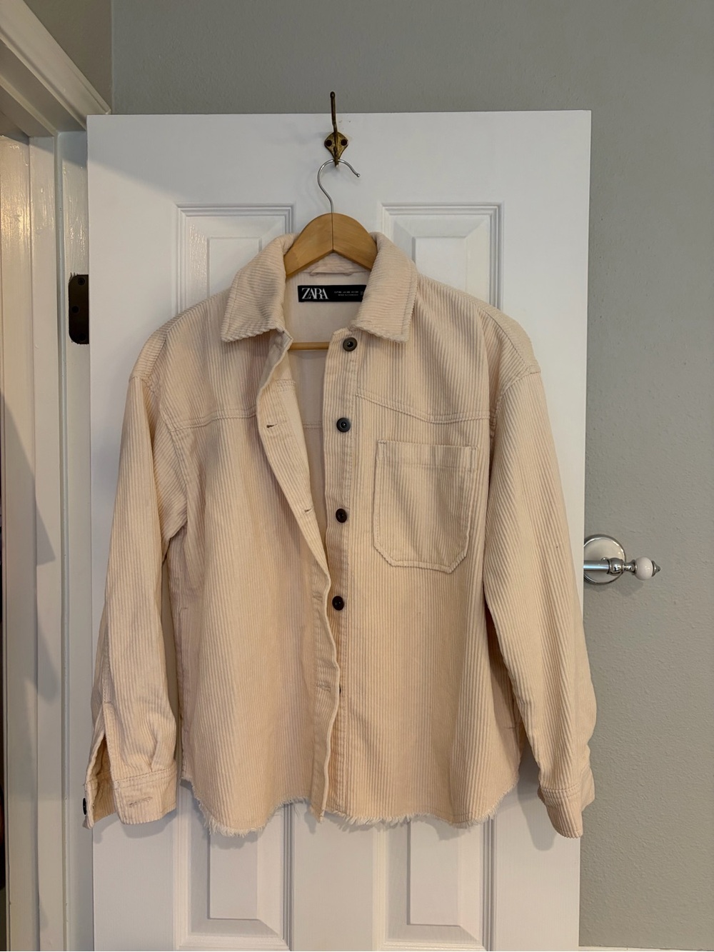 Zara Cream Corduroy Shacket XS